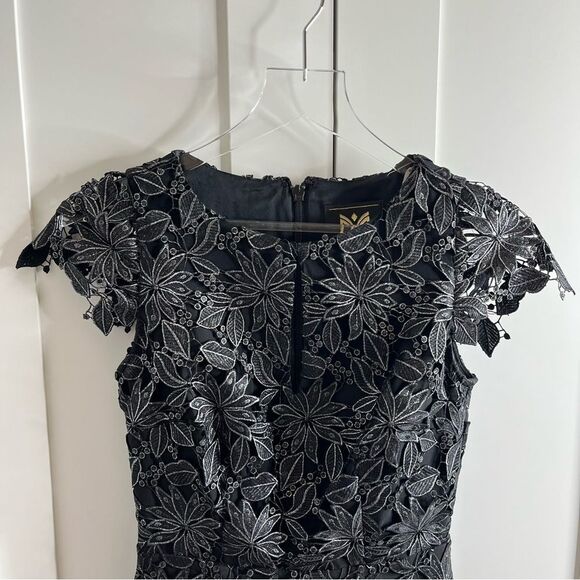 Molly Shayna Foiled Lace Mini Dress Black Silver size 0 NWT - Picture 6 of 16